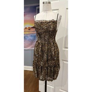 Style Brand spaghetti strap animal print dress elastic bodice Small